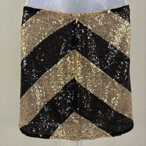 ✨ Endless Rose Gold & Black Sequin Chevron Mini Skirt — XS